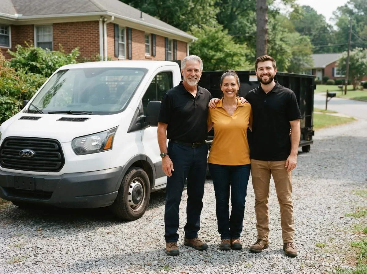 The SwiftStone Hauling Co. team, dumpster in Charlotte, NC